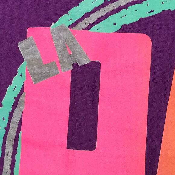 Vintage 1990 La-Paz Peace-Sign Shirt Womens XL 21x27 Purple - Picture 10 of 13